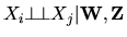 $X_i\mbox{$\perp\! \perp$}X_j\mbox{$\vert$}{\bf W},{\bf Z}$