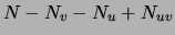 $\displaystyle N-N_v-N_u+N_{uv}$