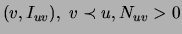 $(v,I_{uv}),\;v\prec u, N_{uv}>0$