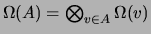 $\Omega(A) = \bigotimes_{v\in A} \Omega(v)$