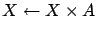 $ X \leftarrow
X \times A$