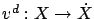 $ v^d: X \to \dot{X}$