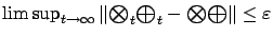 $ \limsup_{t\to\infty}
\left\Vert{\textstyle\bigotimes}_t {\textstyle\bigoplus}_t - {\textstyle\bigotimes}{\textstyle\bigoplus}\right\Vert \le \varepsilon $